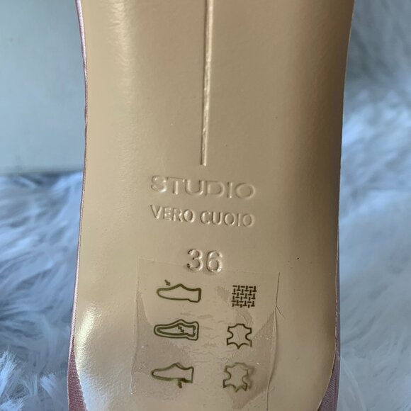 NIB BLACK SUEDE STUDIO Josey 65 Mule Sandals Color Old Rose Satin 6 MSRP $230 - Picture 16 of 16